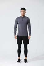 Mens Gym Running 90.3%Polyester   9.7%Spandex Quarter Zip Shirt 3307 print logo 37
