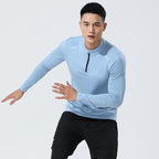 Mens Gym Running 90.3%Polyester   9.7%Spandex Quarter Zip Shirt 3307 print logo 17