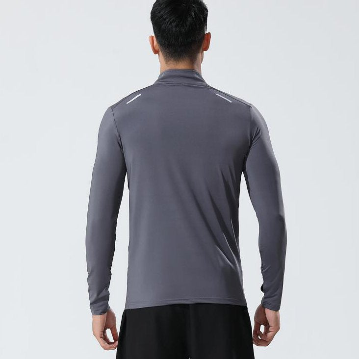 Mens Gym Running 90.3%Polyester   9.7%Spandex Quarter Zip Shirt 3307 print logo 2