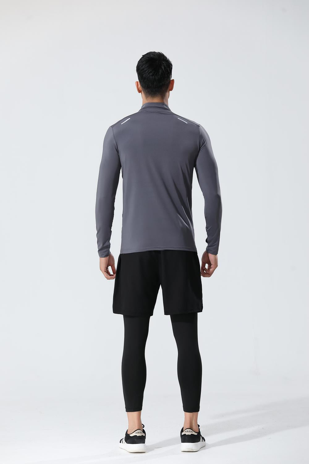 Mens Gym Running 90.3%Polyester   9.7%Spandex Quarter Zip Shirt 3307 print logo 38