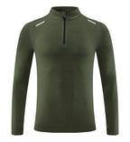 Mens Gym Running 90.3%Polyester   9.7%Spandex Quarter Zip Shirt 3307 print logo 14