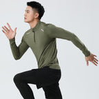 Mens Gym Running 90.3%Polyester   9.7%Spandex Quarter Zip Shirt 3307 print logo 23