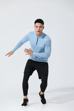 Mens Gym Running 90.3%Polyester   9.7%Spandex Quarter Zip Shirt 3307 print logo 43