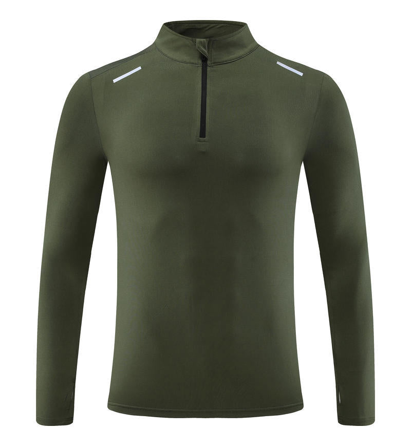 Mens Gym Running 90.3%Polyester   9.7%Spandex Quarter Zip Shirt 3307 print logo 3