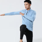 Mens Gym Running 90.3%Polyester   9.7%Spandex Quarter Zip Shirt 3307 print logo 19