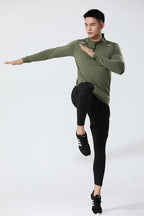 Mens Gym Running 90.3%Polyester   9.7%Spandex Quarter Zip Shirt 3307 print logo 35
