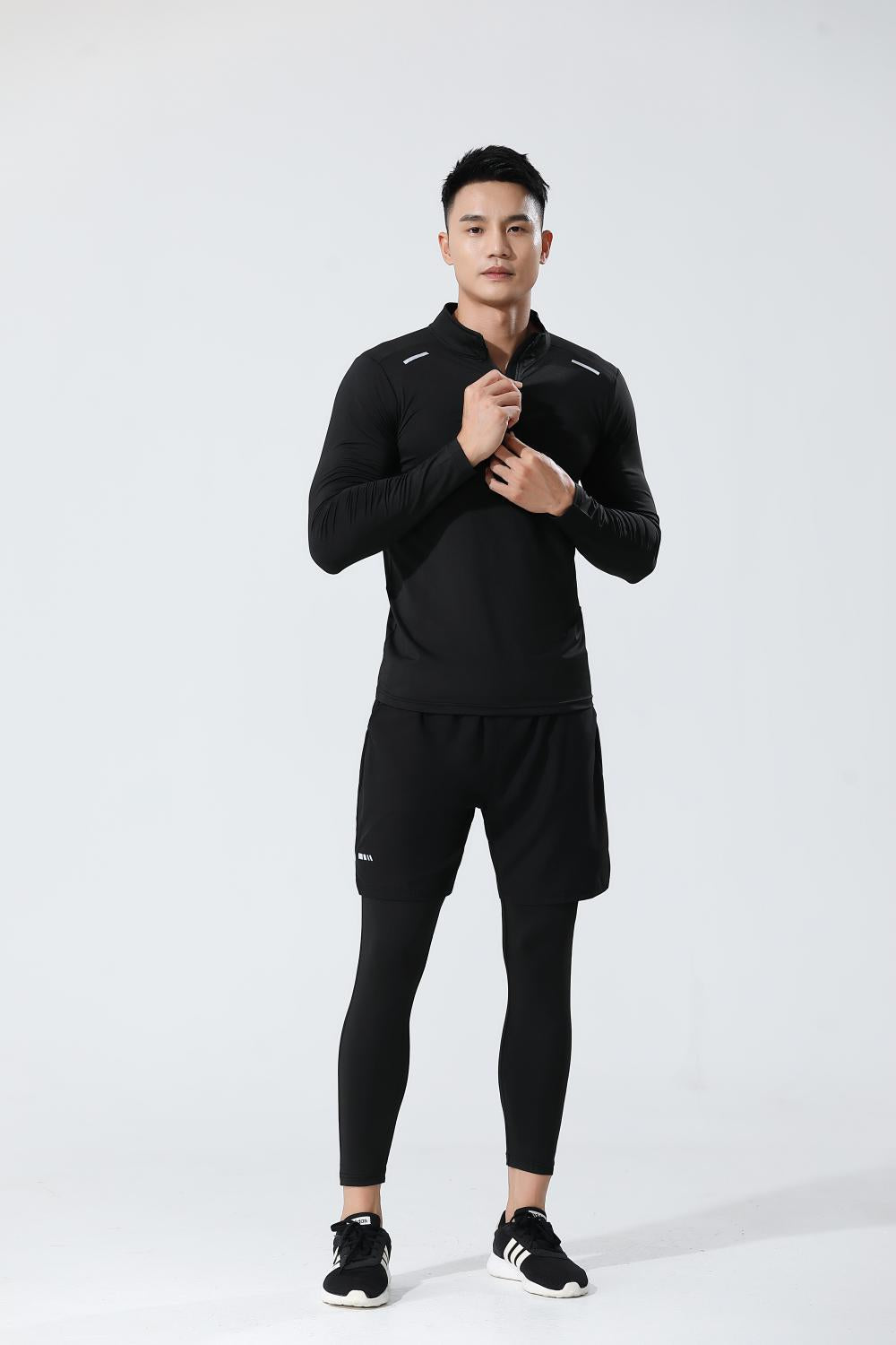 Mens Gym Running 90.3%Polyester   9.7%Spandex Quarter Zip Shirt 3307 print logo 31