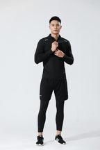 Mens Gym Running 90.3%Polyester   9.7%Spandex Quarter Zip Shirt 3307 print logo 31