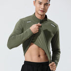 Mens Gym Running 90.3%Polyester   9.7%Spandex Quarter Zip Shirt 3307 print logo 24