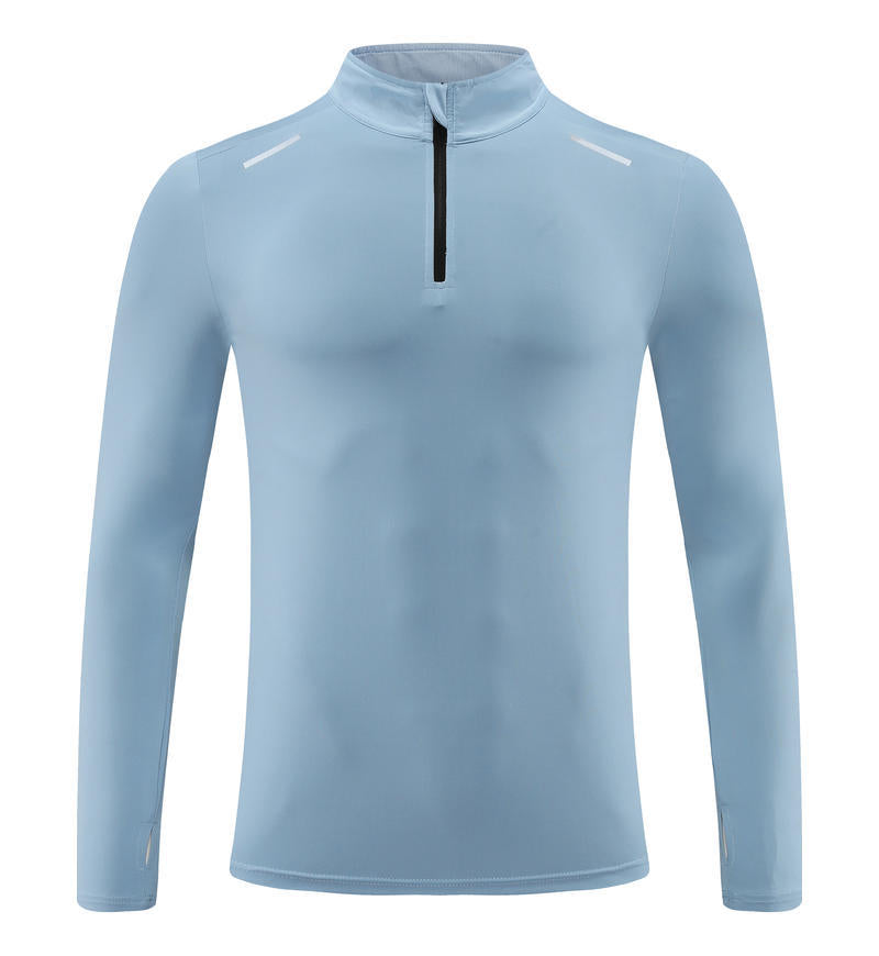 Mens Gym Running 90.3%Polyester   9.7%Spandex Quarter Zip Shirt 3307 print logo 4