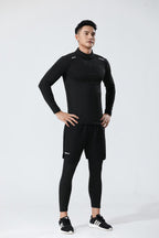 Mens Gym Running 90.3%Polyester   9.7%Spandex Quarter Zip Shirt 3307 print logo 32