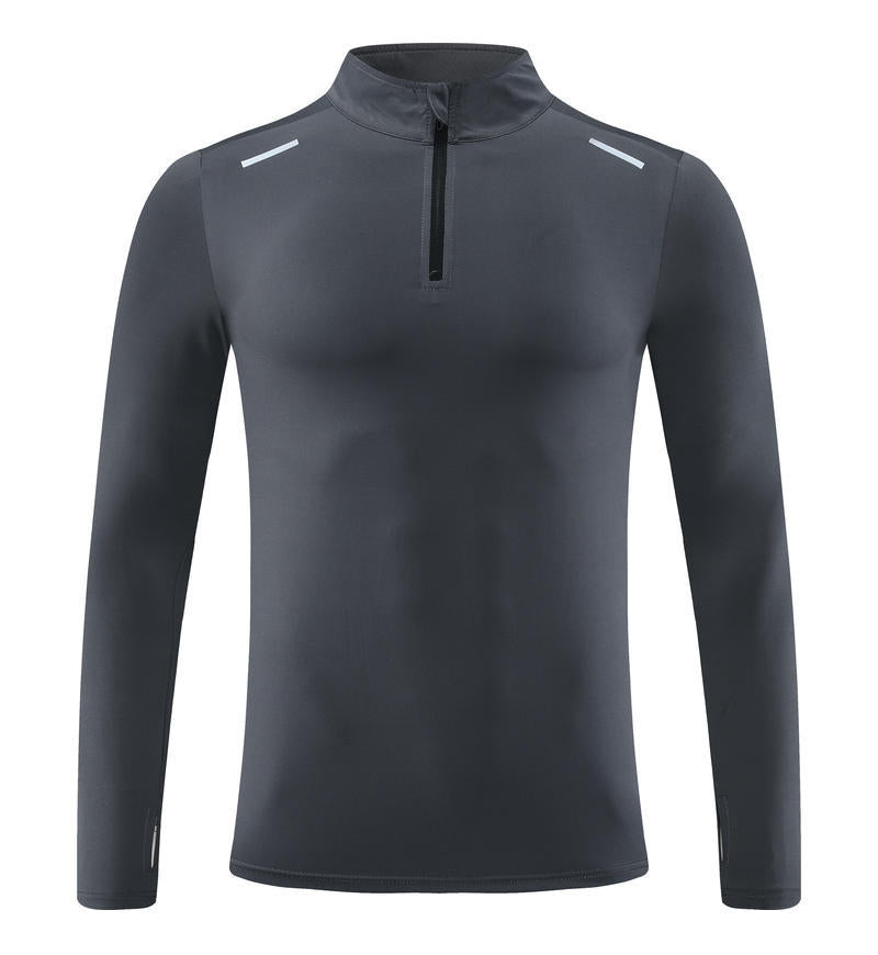 Mens Gym Running 90.3%Polyester   9.7%Spandex Quarter Zip Shirt 3307 print logo 12