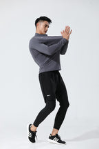 Mens Gym Running 90.3%Polyester   9.7%Spandex Quarter Zip Shirt 3307 print logo 40