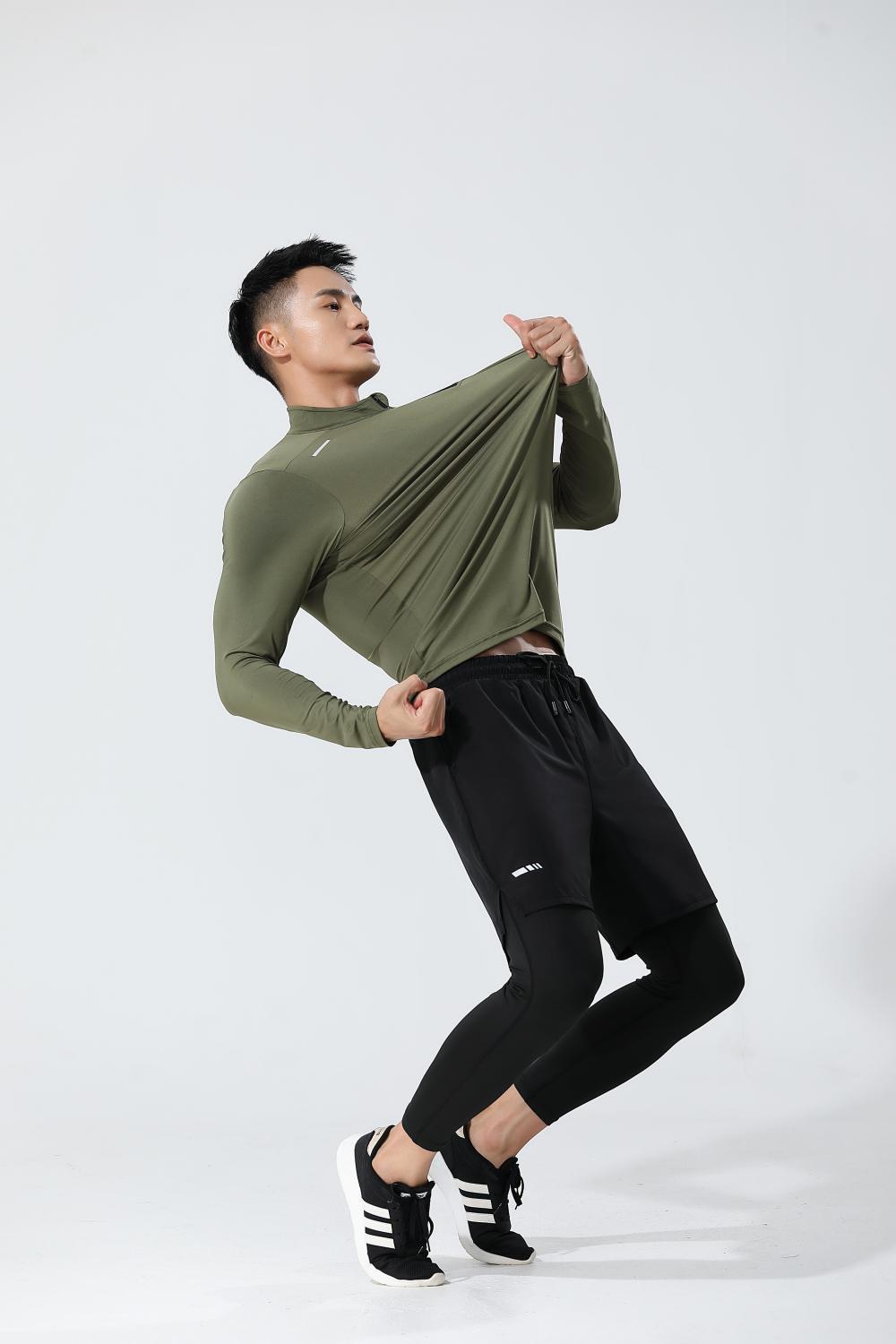 Mens Gym Running 90.3%Polyester   9.7%Spandex Quarter Zip Shirt 3307 print logo 36