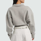 Womens Oversized Cropped 72%Cotton 28%Polyester Half zip Sweatshirt 425175WSI print logo 2