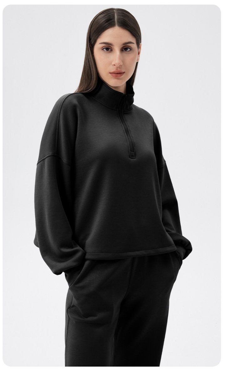 Womens Casual Fitness 51%Modal 42%Polyester 7%Spandex Half Zip SweatShirt 42553 print logo 30