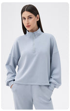 Womens Casual Fitness 51%Modal 42%Polyester 7%Spandex Half Zip SweatShirt 42553 print logo 18