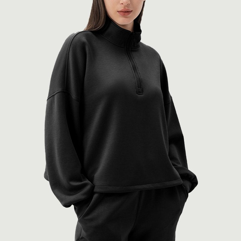 Womens Casual Fitness 51%Modal 42%Polyester 7%Spandex Half Zip SweatShirt 42553 print logo 14