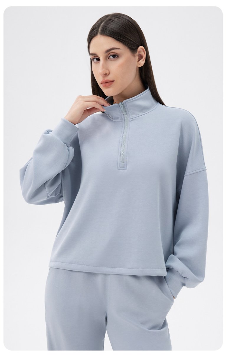 Womens Casual Fitness 51%Modal 42%Polyester 7%Spandex Half Zip SweatShirt 42553 print logo 19