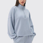 Womens Casual Fitness 51%Modal 42%Polyester 7%Spandex Half Zip SweatShirt 42553 print logo 16