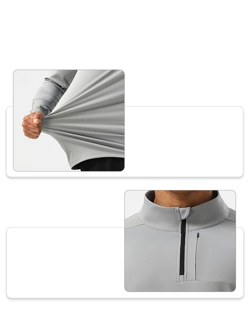 Mens Casual Activewear 75%nylon 25%spandex Quarter Zip Shirt SY-AL16883 print logo 16