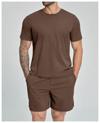 Mens Casual Sports 78%nylon 22%spandex Tracksuit 5086 - tshirt print logo 27