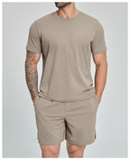 Mens Casual Sports 78%nylon 22%spandex Tracksuit 5086 - tshirt print logo 36