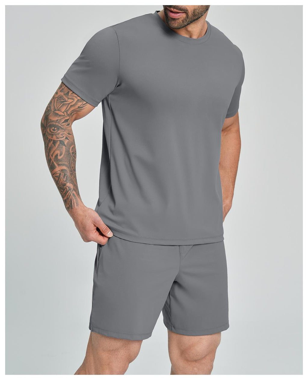 Mens Casual Sports 78%nylon 22%spandex Tracksuit 5086 - tshirt print logo 43