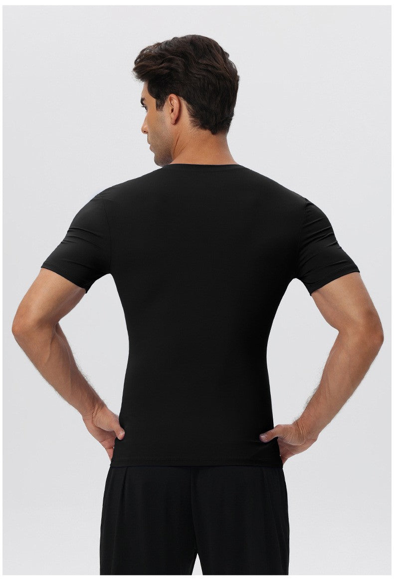 Mens Sports Training 85%nylon 15%spandex Tshirt 51248 print logo 33