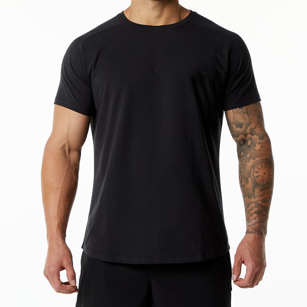 Mens Gym Workout 95% Cotton 5% Spandex T-shirt 6648-p print logo 1