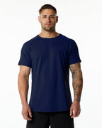 Mens Gym Workout 95% Cotton 5% Spandex T-shirt 6648-p - Navy Blue S | Honfit