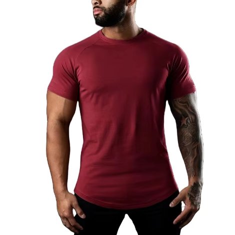 Mens Sports Fitness 95% Cotton 5% Spandex T-shirt 6648-u print logo 25