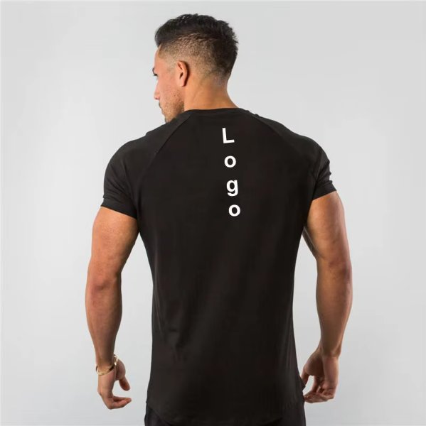 Mens Sports Fitness 95% Cotton 5% Spandex T-shirt 6648-u print logo 21