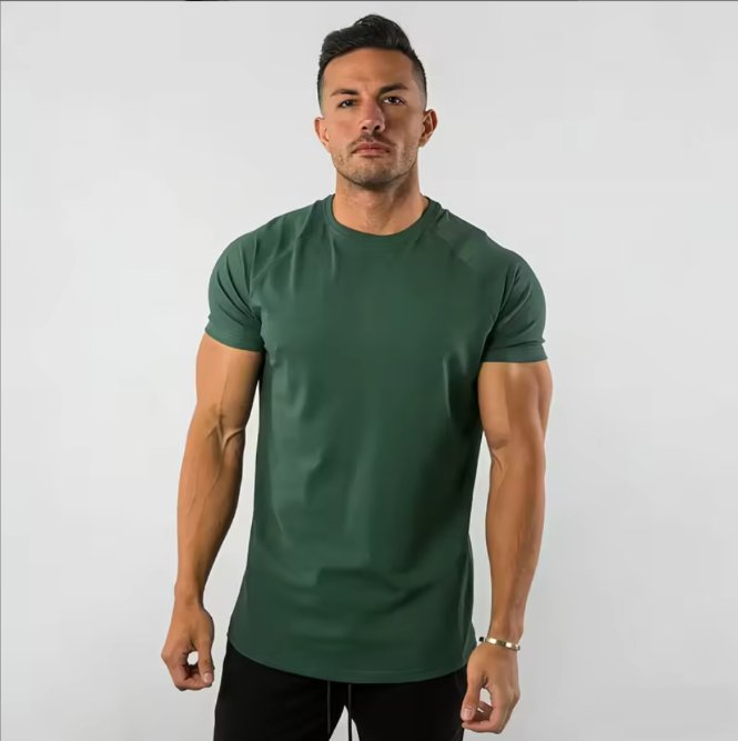Mens Sports Fitness 95% Cotton 5% Spandex T-shirt 6648-u print logo 29