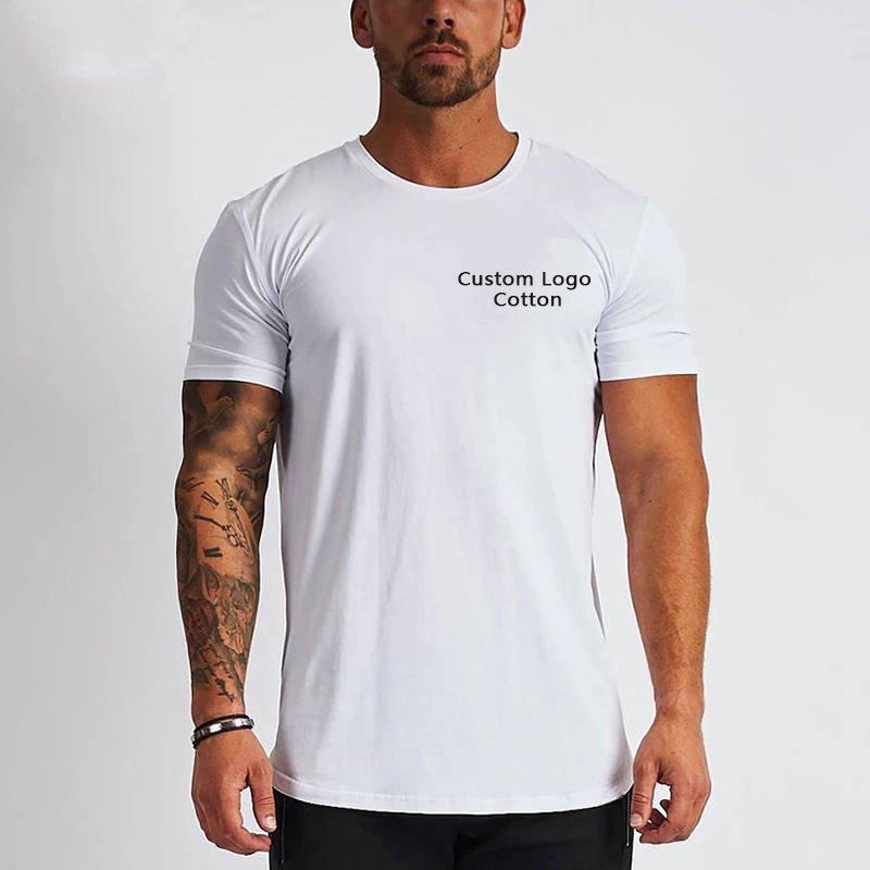 Mens Sports Fitness 95% Cotton 5% Spandex T-shirt 6648-u print logo 9