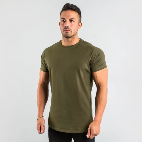 Mens Sports Fitness 95% Cotton 5% Spandex T-shirt 6648-u print logo 26