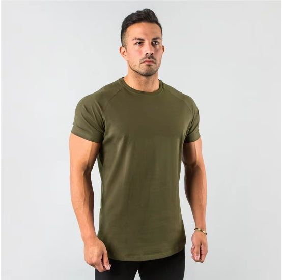 Mens Sports Fitness 95% Cotton 5% Spandex T-shirt 6648-u print logo 18