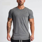 Mens Sports Fitness 95% Cotton 5% Spandex T-shirt 6648-u print logo 6