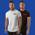Mens Sports Fitness 95% Cotton 5% Spandex T-shirt 6648-u print logo 2