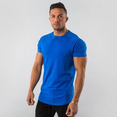 Mens Sports Fitness 95% Cotton 5% Spandex T-shirt 6648-u print logo 27