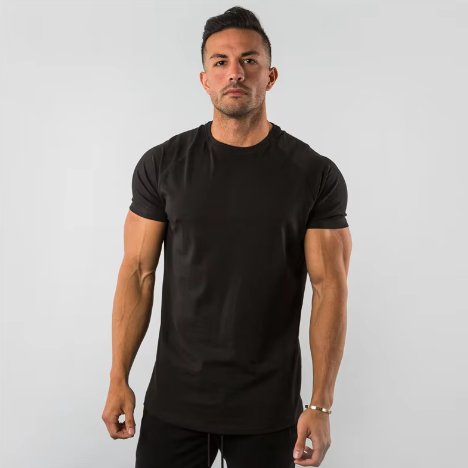 Mens Sports Fitness 95% Cotton 5% Spandex T-shirt 6648-u print logo 23