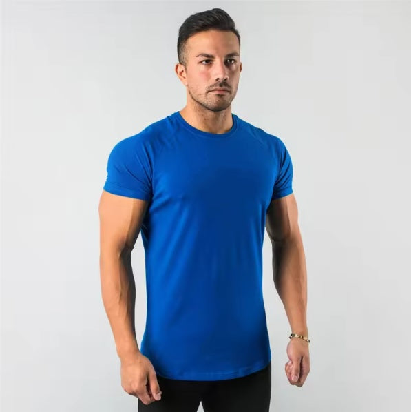 Mens Sports Fitness 95% Cotton 5% Spandex T-shirt 6648-u print logo 19