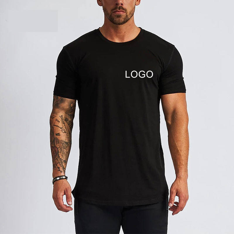 Mens Sports Fitness 95% Cotton 5% Spandex T-shirt 6648-u print logo 8