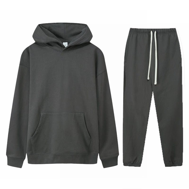 Mens Streetwear Oversized 100% Cotton Hoodie Set 6688-6601 - pants print logo 4