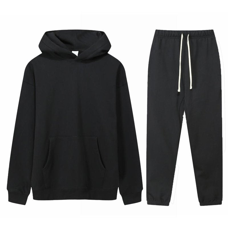 Mens Streetwear Oversized 100% Cotton Hoodie Set 6688-6601 Set print logo 3