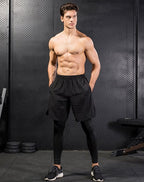 Mens Compression Sports 96%polyester 14%spandex Pants 7010 print logo 13