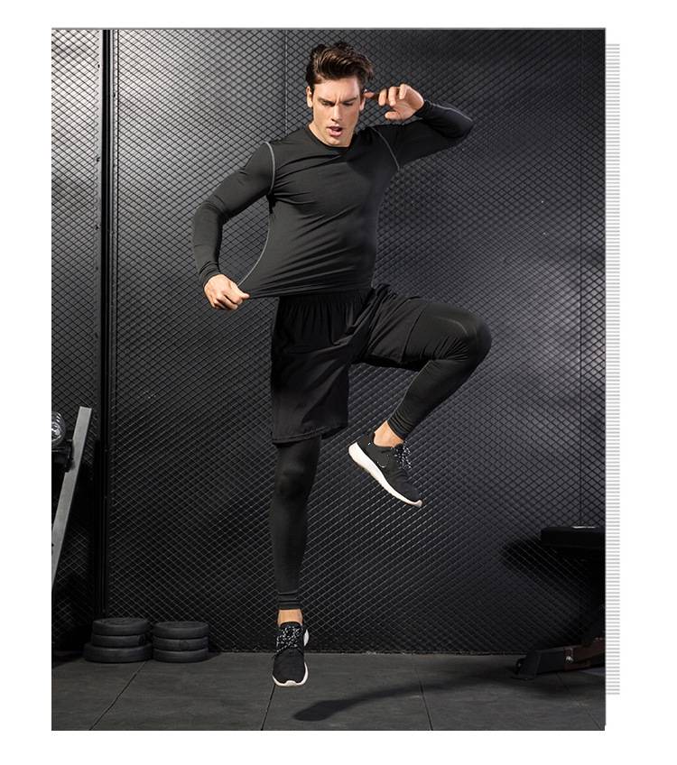 Mens Compression Sports 96%polyester 14%spandex Pants 7010 print logo 17