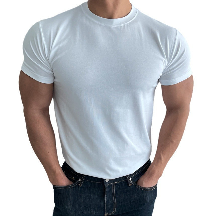 Mens Gym Training 95% cotton 5% spandex Tshirt 9035 print logo 11