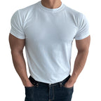 Mens Gym Training 95% cotton 5% spandex Tshirt 9035 print logo 11