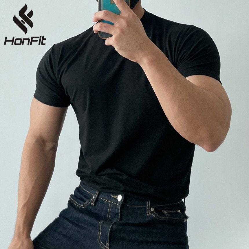 Mens Gym Training 95% cotton 5% spandex Tshirt 9035 print logo 20